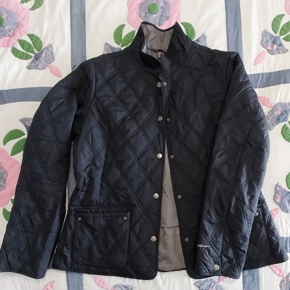 Eddie Bauer Quilted Jacket L Tall Black Great Condition
